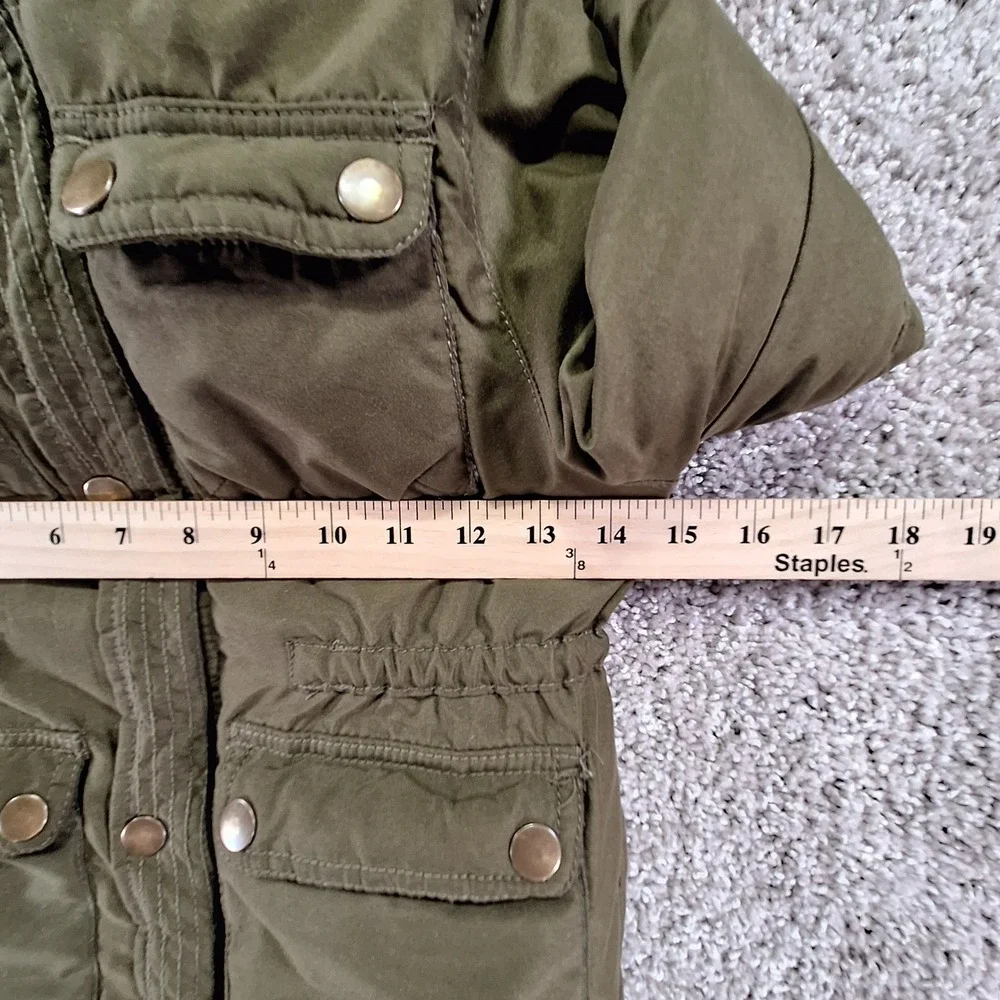 Carter's Jacket Boys S/4 Green Heavyweight Parka Faux Fur Hood Utility Winter
